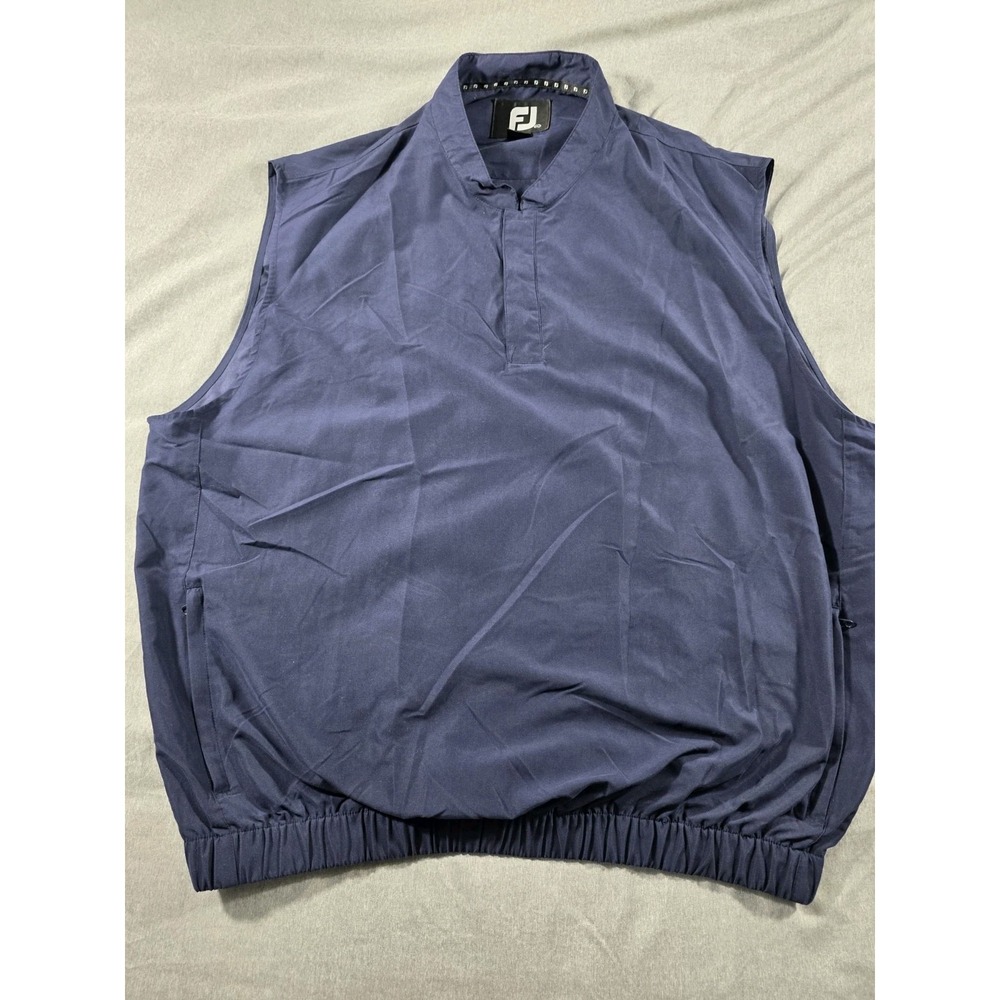 Footjoy Pullover 1/4 Snap Golf Vest Mens XL Blue Windbreaker Zip Pockets